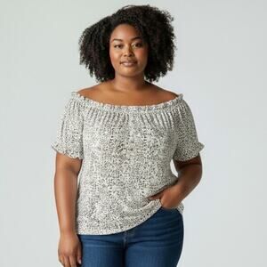 NWT Cato Womens Off The Shoulder Animal Print Peplum Blouse Top Size 18/20